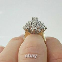 2.5 Ct Round Cut Real Moissanite Cluster Engagement Ring 14K Yellow Gold Plated