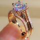 2.50 Ct Round Moissanite Wedding Engagement Trio Set Ring 14k Rose Gold Plated