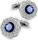 2.50ct Round Cut Blue Sapphire Men's Lab Created Cufflinks 14k White Gold Plated