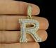 2.50ct Round Cut Moissanite R Initial Letter Pendant 14k Yellow Gold Plated