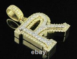 2.50Ct Round Cut Moissanite R Initial Letter Pendant 14K Yellow Gold Plated