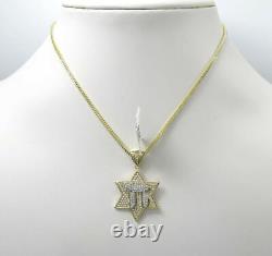 2.50Ct Round Simulated Moissanite Star Of David Pendant 14K Yellow Gold Plated