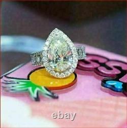 2.59Ct Pear Cut Simulated Diamond Engagement Ring 14K White Gold Plated Silver