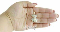 2.59Ct Round Cut Lab Created Diamond Teddy Pendant 14K Yellow Gold Plated Silver