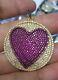 2.5ct Round Cut Lab Created Pink Ruby Love Heart Pendant 14k Yellow Gold Plated