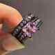 2.60ct Princess Cut Pink Simulated Bridal Ring Set For Both 14kblack Gold Plated