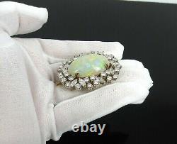 2.70Ct Oval Cut Simulated Fire Opal Vintage Brooch Pin In 14k Yellow Gold Plated