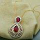 2.70ct Oval & Pear Simulated Red Ruby Diamond Pendant 14k Yellow Gold Plated