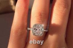 2.72CT Cushion Cut 4Halo Moissanite Solitaire Engagement Ring White Gold Plated