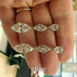 2.80Ct Marquise Moissanite Women Drop Dangle Earrings In 14K White Gold Plated