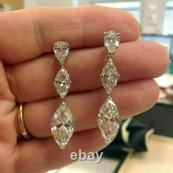 2.80Ct Marquise Moissanite Women Drop Dangle Earrings In 14K White Gold Plated