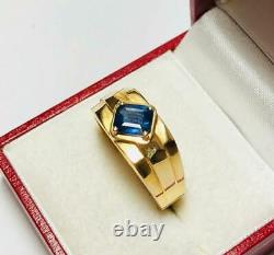 2.90Ct Cushion Cut Simulated Sapphire Wedding Ring 14K Yellow Gold Plated Silver