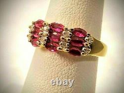 2.99Ct Oval cut Simulated Pink Ruby Women's Rings 14K Yellow Gold Plated silver