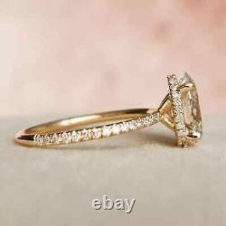 2 CT Oval Cut Moissanite Hidden Halo Engagement Ring 14k Yellow Gold Plated