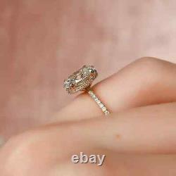 2 CT Oval Cut Moissanite Hidden Halo Engagement Ring 14k Yellow Gold Plated