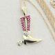 2 Ct Lab Created Pink Ruby Moissanite Cowboy Boot Pendant 925 Silver Gold Plated