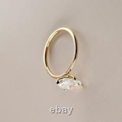 2. Ct Marquise Cut Moissanite Engagement Solitaire Ring In 14K Yellow Gold Plated