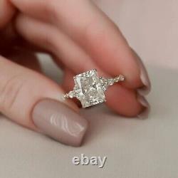 2 Ct Radiant-Cut Real Moissanite Solitaire Engagement Ring 14K White Gold Plated