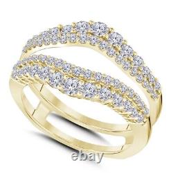 2 Ct Real Moissanite 2 Rows Enhancer Engagement Ring 14k Gold Plated 925 Silver
