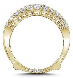 2 Ct Real Moissanite 2 Rows Enhancer Engagement Ring 14k Gold Plated 925 Silver