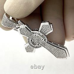 2. Ct Round Brilliant Cut Moissanite Fancy Cross Pendant In 14K White Gold Plated