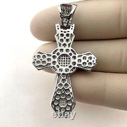 2. Ct Round Brilliant Cut Moissanite Fancy Cross Pendant In 14K White Gold Plated