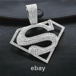 2. Ct Round Cut Moissanite Superman Fancy Pendant In 14K White Gold Plated Silver