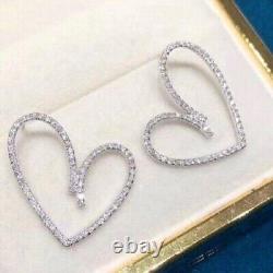 2 Ct Simulated Diamond Heart Shape Stud Women's Earrings 14K White Gold Plated