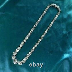 20.00 Ct Round Cut Lab-Created Diamond Tennis Necklace In 14K White Gold Plated