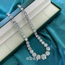 20.00 Ct Round Cut Lab-Created Diamond Tennis Necklace In 14K White Gold Plated