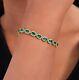 20 Ctw Created Oval Emerald & Diamond 14k Gold Plated Tennis Bracelet Women's