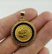 20mm Coin Chinese Panda Bear Pendant 14k Yellow Gold Plated 925 Sterling Silver