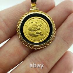 20mm COIN CHINESE PANDA BEAR Pendant 14k Yellow Gold Plated 925 Sterling Silver