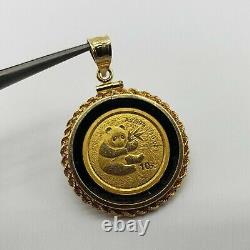 20mm COIN CHINESE PANDA BEAR Pendant 14k Yellow Gold Plated 925 Sterling Silver