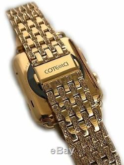 24K Gold Plated 42MM Apple Watch SERIES 3 Gold Links Band Diamond Rhinestone