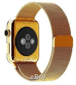 24K Gold Plated 42MM Apple Watch Series 2 with Gold Milanese Loop