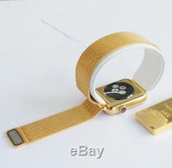 24K Gold Plated 42MM Apple Watch Series 2 with Gold Milanese Loop