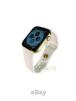 24K Gold Plated 44MM Apple Watch SERIES 4 With White Sport Band GPS+CELLULAR
