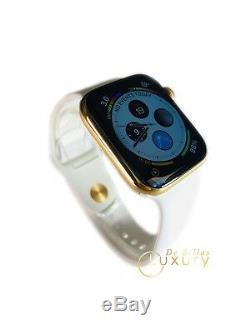 24K Gold Plated 44MM Apple Watch SERIES 4 With White Sport Band GPS+CELLULAR