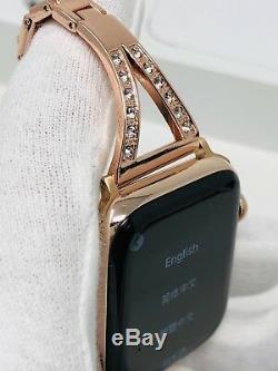 24K Rose Gold Plated 44MM Apple Watch SERIES 4 With Rose Gold Diamond Rhinestone