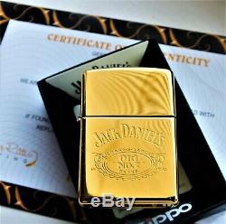 24ct Gold Plated Metal JD Jack Daniels Zippo Lighter Boxed 24k Flint Wick Gift