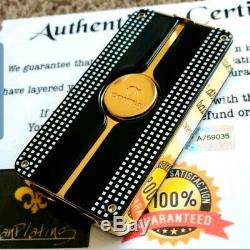 24k Gold Plated Metal Cohiba Lighter 3 Flame Turbo Jet Cigar Punch Black Boxed
