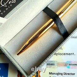 24k Gold Plated Metal Louis Paget Ball Point Pen Shiny Twist Black Ink Gift Box