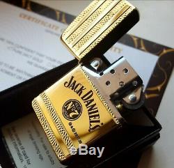 24k Gold Plated Metal Petrol Jack Daniels Barrel Zippo Lighter Flint Wick Boxed