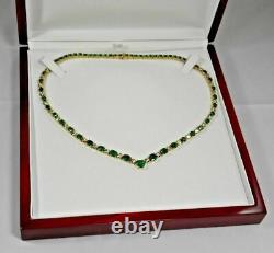 25.16CT Simulated Emerald & Diamond 14K Yellow Gold Plated Pretty Necklace