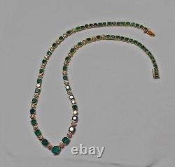 25.16CT Simulated Emerald & Diamond 14K Yellow Gold Plated Pretty Necklace