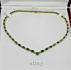 25.16CT Simulated Emerald & Diamond 14K Yellow Gold Plated Pretty Necklace