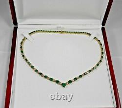 25.16CT Simulated Emerald & Diamond 14K Yellow Gold Plated Pretty Necklace