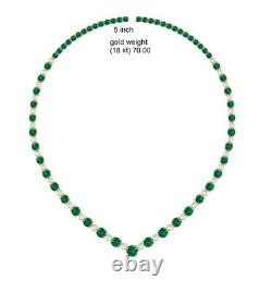 25.16CT Simulated Emerald & Diamond 14K Yellow Gold Plated Pretty Necklace