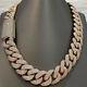 25ct Simulated Moissanite 18mm Cuban Link Chain Necklace 14k Rose Gold Plated925